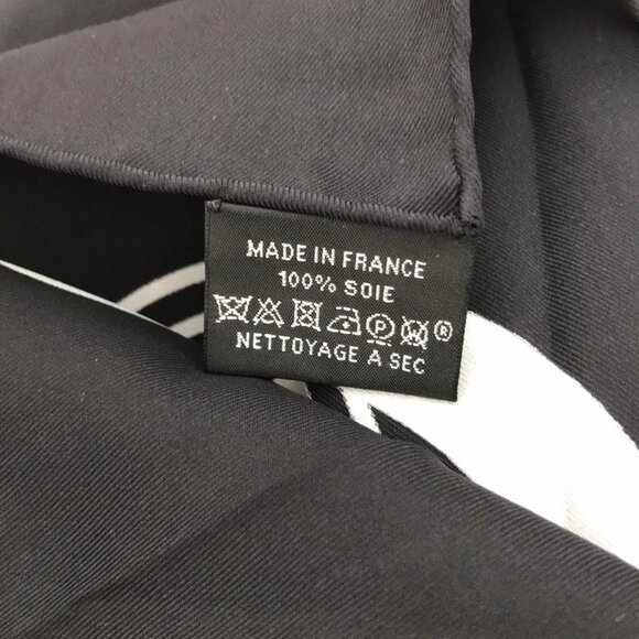 HERMES Carre 70 Black White Light Gray Scarf 492-071225 - Picture 6 of 6